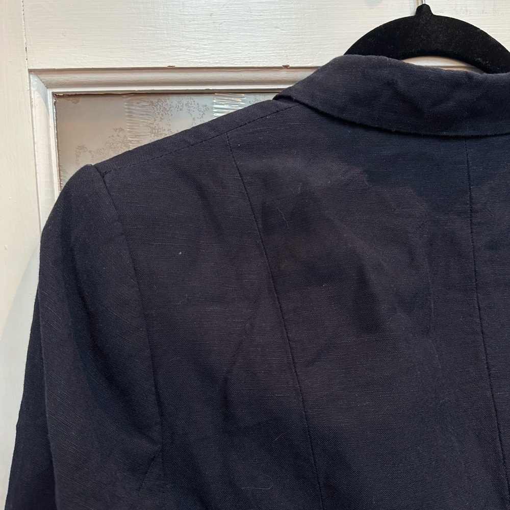 Calvin Klein Navy Linen Blend Classic Suit Blazer Jacket Women’s Size 8 Medium - Picture 3 of 7